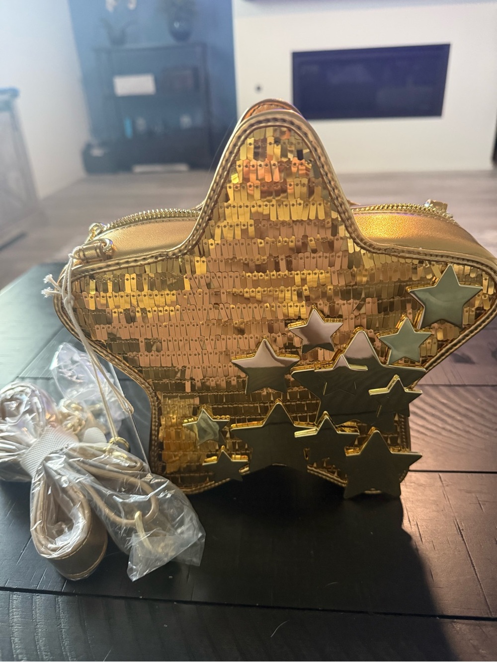 NWT Gold Star Sequin Loungefly Crossbody Bag